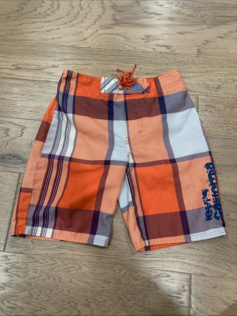 Levi's Orange Plaid Kids Swim Trunks Size 6